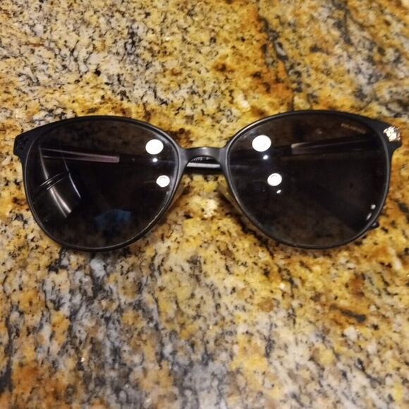 Versace Cat Eye Black Gold Polarized 2168 1377-T3 57-16-140 3P Sunglasses - Picture 10 of 13